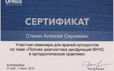 Сертификат Стихин